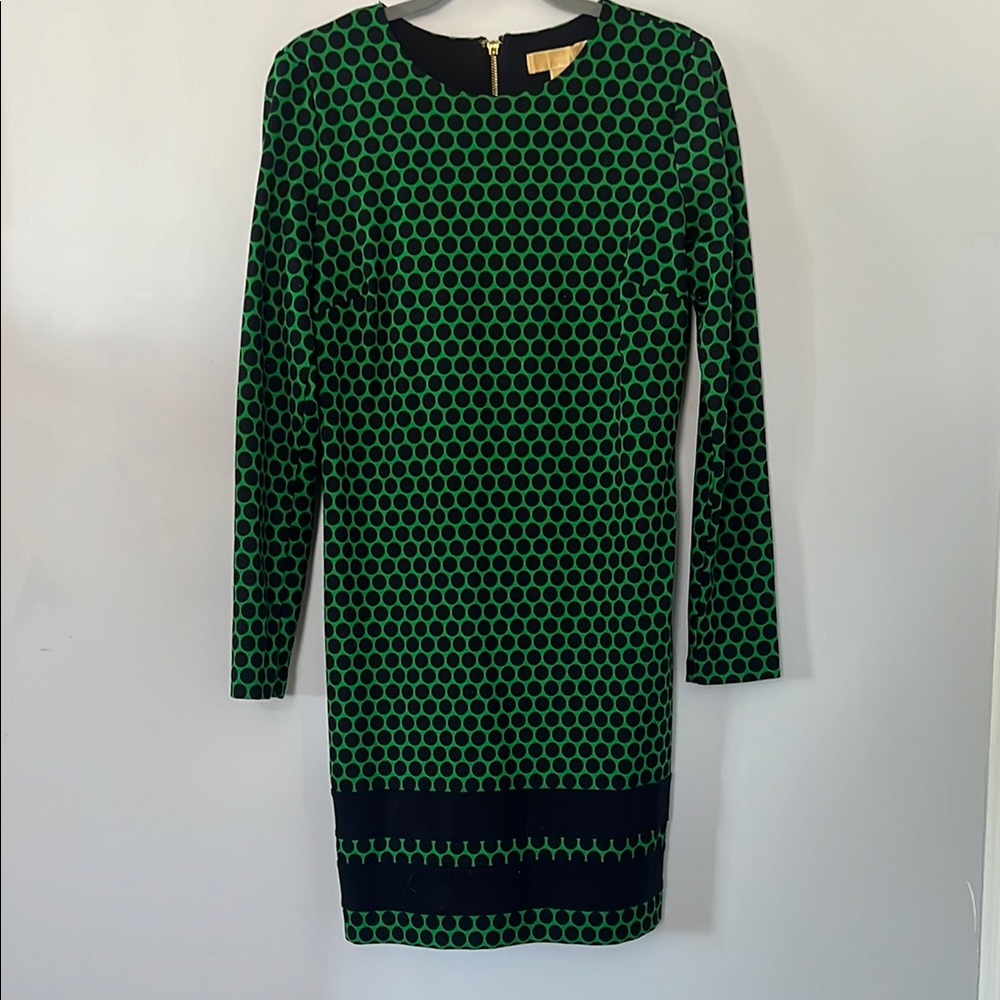 Michael Kors Green and Black Polka Dot Dress